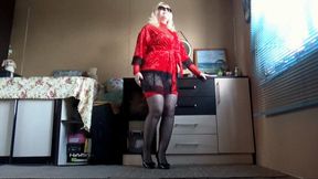 Sexy milf in New stocking and lingerie -tease and strip
