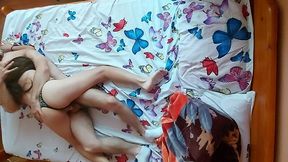 real amateur couple passionate sex - top view