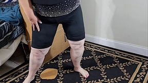 BBW SSBBW wife make her own gloryhole from a box and gets cum in mouth, BBW cum swallow, black cock jerking off