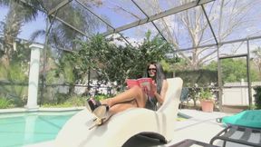 Goth Pro Dominatrix Ignores You As She Tans by the Pool