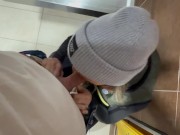 Cheating wife begs for creampie during sneaky hookup in public washroom