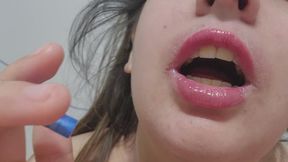 Smoking with Glossy Red Lips – Lipstick Fetish JOI, Close-Up Cigarette fetish