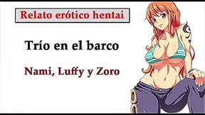 Nami Tempts Luffy Zoro into Steamy Threesome Adventure Aboard Ship