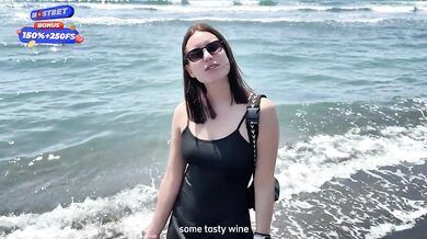 Meeting With Sexy Brunette Ended Sperm on Her Huge Boobs