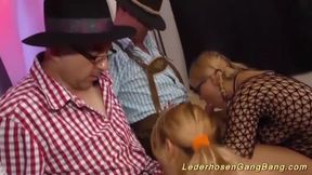 Exciting Lederhosen Party Orgy with Group Fun and Intense Action
