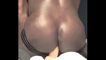 Black Muscle Butt Vibrator and Dildo Ride