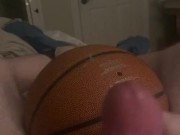Jacking off with basketball and Nike elite socks