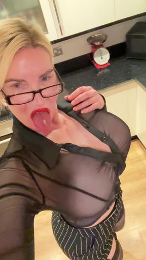 Sexy See Through Secretary After Midnight!!
