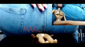 Ebony Bitch Crushed In Denim Jeans And Ass Smothering