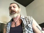 Men's room, pumping my cock in the toilet