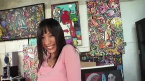 My girlfriend a horny woman with dark hair gets her pussy
