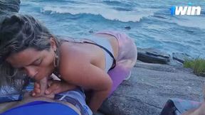 Hot Brazilian mummy blows rock stiff on public rocks - sluttiest XXX!