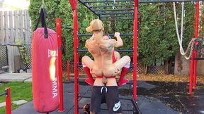 passionate outdoor gym sex muscle hunks hoss kado & pierre fitch fucking during workout