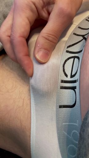 Frenulum Orgasm and Cum by Rubbing My Dick Through My Briefs