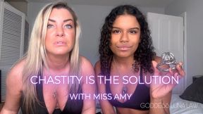 Chastity is the solution POV- Ebony Goddess Luna Law and British Miss Amy Samuels humiliate you and lock you in chastity, Female domination, Femdom POV, Slave training
