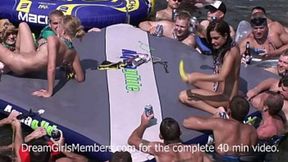 Teen sluts eat random strangers' pussies at wild lake party