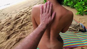 sex with a stranger on a nudist beach: she undressed on the shore and asked me to rub sunscreen on her back—i gave her a blowjob and fucked her doggy style