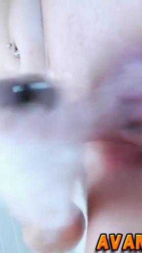 Sexy naked shemale in the bathtub masturbating