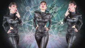 Interactive leather catsuit smoking - JoI game , smoke , breath play