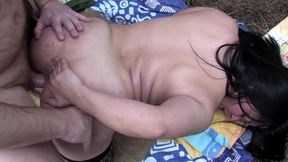 busty and chunky spanish brunette puts anything in her pussy and ass hole!