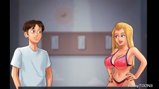 Summertime Saga SEX SCENE - reverse Gangbang on the beach