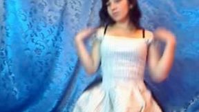 A bit shy but cute amateur web cam brunette stripteased for me only