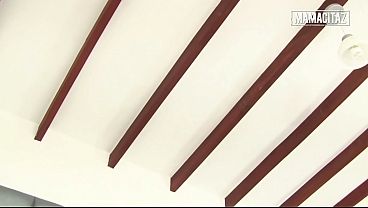 Slim Colombian Latina worships and jerks off big cock