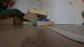 At My Feet: Giantess Crushing boxes