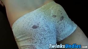 Bryce shoots a messy load of cum through his underwear