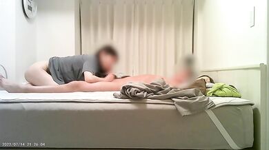 Married Japanese couple raw doggy with wife gagging on cum