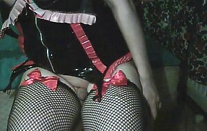 Femboy in Corset Strokes His Fat Cock