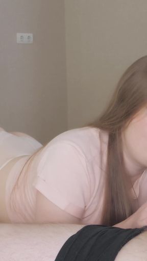Step Daughter Slowly Teases my Cock by Licking it, I Cum on Her Tongue   Clip 1