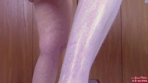 Using A Safety Razor On 12 Weeks Of Thigh Hair and 16 Weeks Of Booty + Calf Hair - BOTH Sides