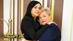 Rowan & Granny Haline Hotly Explore Pussy, Plump Tits And Buttocks Together