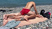Great fucking after swimming. Kit Belove quickly cums in Falcon Al ass right on the beach
