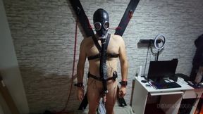 Gas Mask Slave Stretched Anal by Dominant MILF Strapon