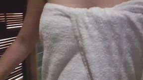 Slutty German Girl caught masturbating in the Sauna