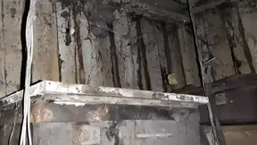 Brunette village girl wanks herself to orgasm in chilly barn