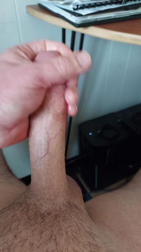 Quick preview of me stroking my fat white cock