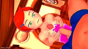 Gwen Teases Villain With Busty Swimwear Boobjob in Steamy Hentai Scene