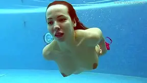 Watch In Red Lingerie Underwater - Lina Mercury