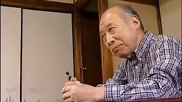 Sweet Japanese brunette is secretly having sex with her father in law, because it feels so good
