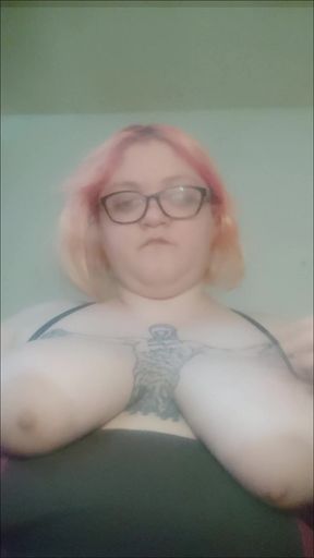 Amputated Fat BBW Playing with Her Huge Tits - Amateur Slow Motion