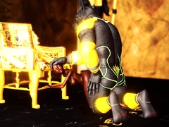 Anubis fucks hard a sexy slave ebony in an egyptian temple