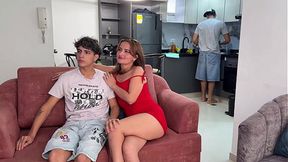 Big-assed stepmother enjoys her stepson's cock &mdash;  since her husband won't give it to her