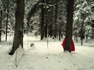 Red Hood in the snowy forest