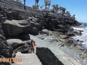 PISS PISS TRAVEL - Girl in a micro bikini pees in public in Gran Canaria