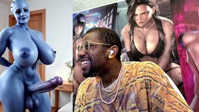 transgender liara t soni has the perfect smooth ass thicc purple girl cock, ai generated