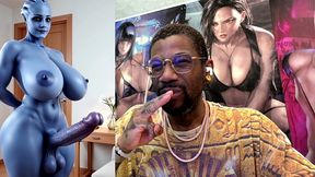 transgender liara t soni has the perfect smooth ass thicc purple girl cock, ai generated