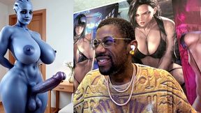 transgender liara t soni has the perfect smooth ass thicc purple girl cock, ai generated